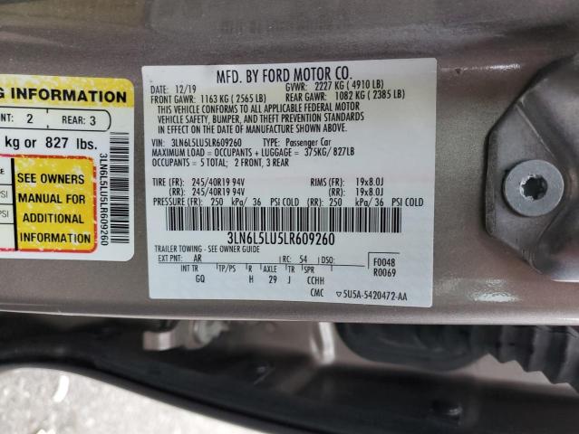 2020 Lincoln Mkz Reserve VIN: 3LN6L5LU5LR609260 Lot: 58466634