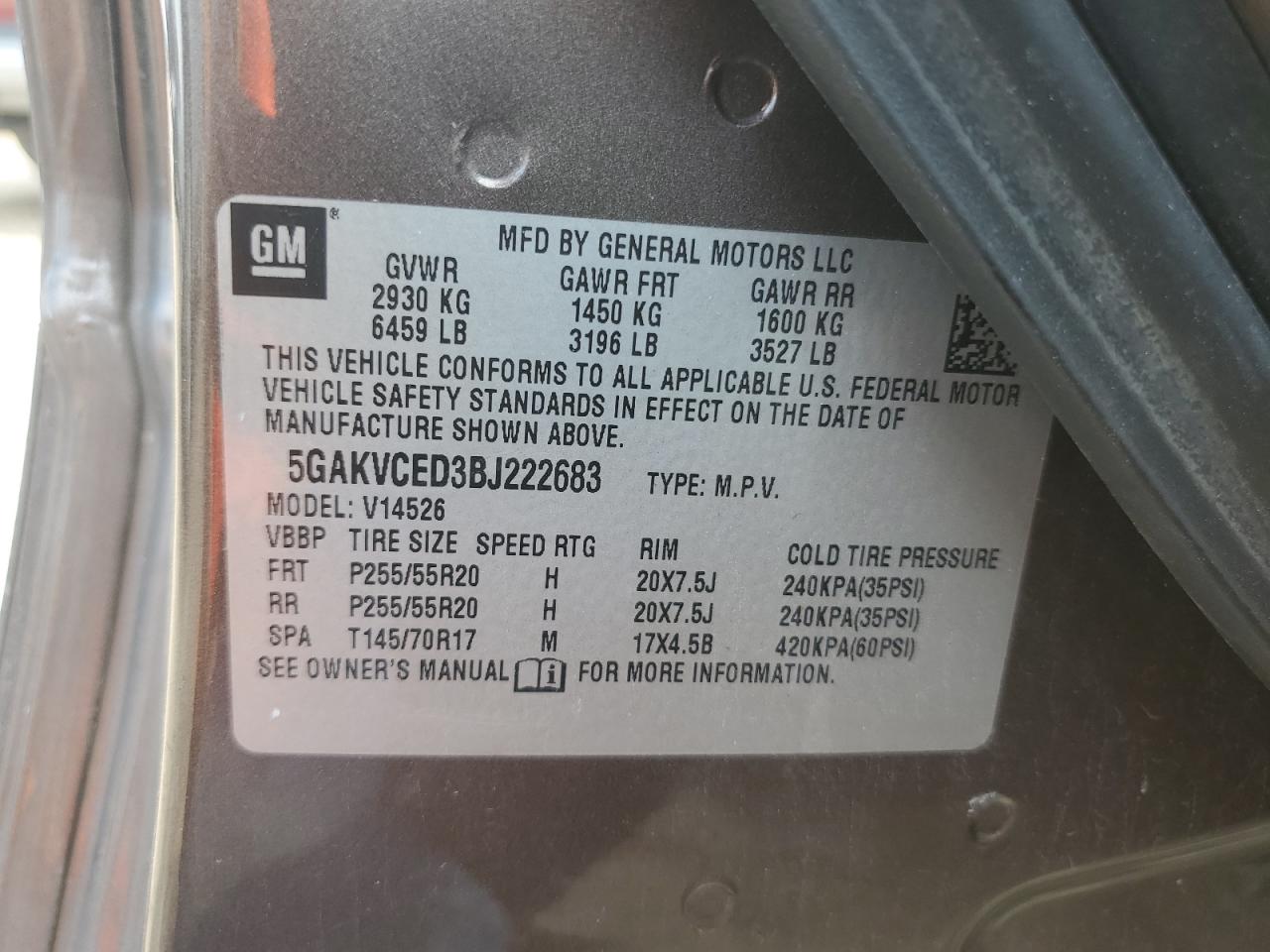 5GAKVCED3BJ222683 2011 Buick Enclave Cxl