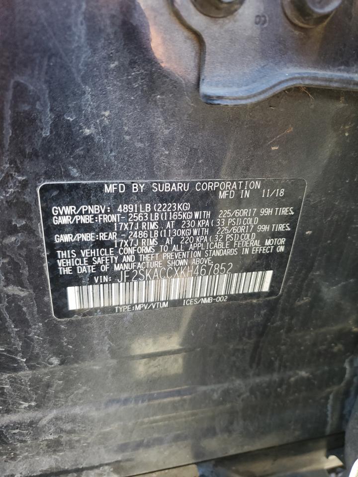 JF2SKACCXKH467852 2019 Subaru Forester