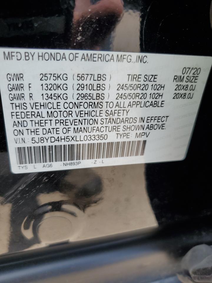 5J8YD4H5XLL033350 2020 Acura Mdx Technology