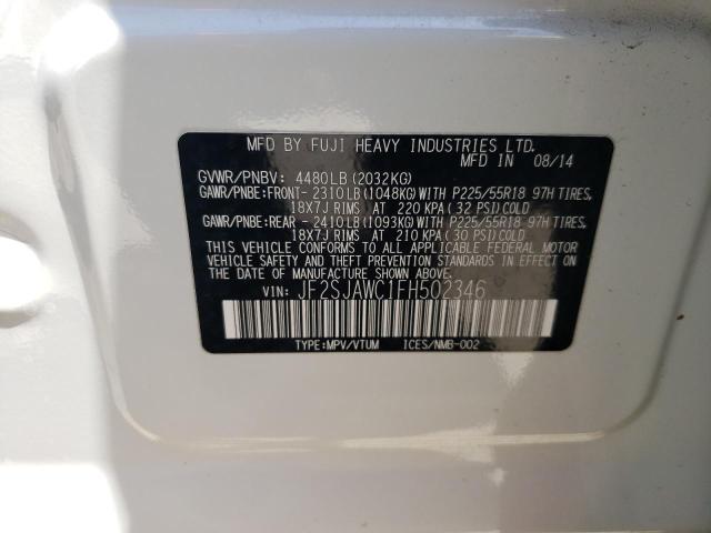 2015 Subaru Forester 2.5I Touring VIN: JF2SJAWC1FH502346 Lot: 60864564