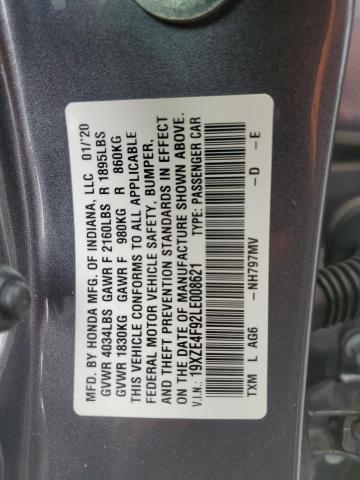 2020 Honda Insight Touring VIN: 19XZE4F92LE008621 Lot: 57870334