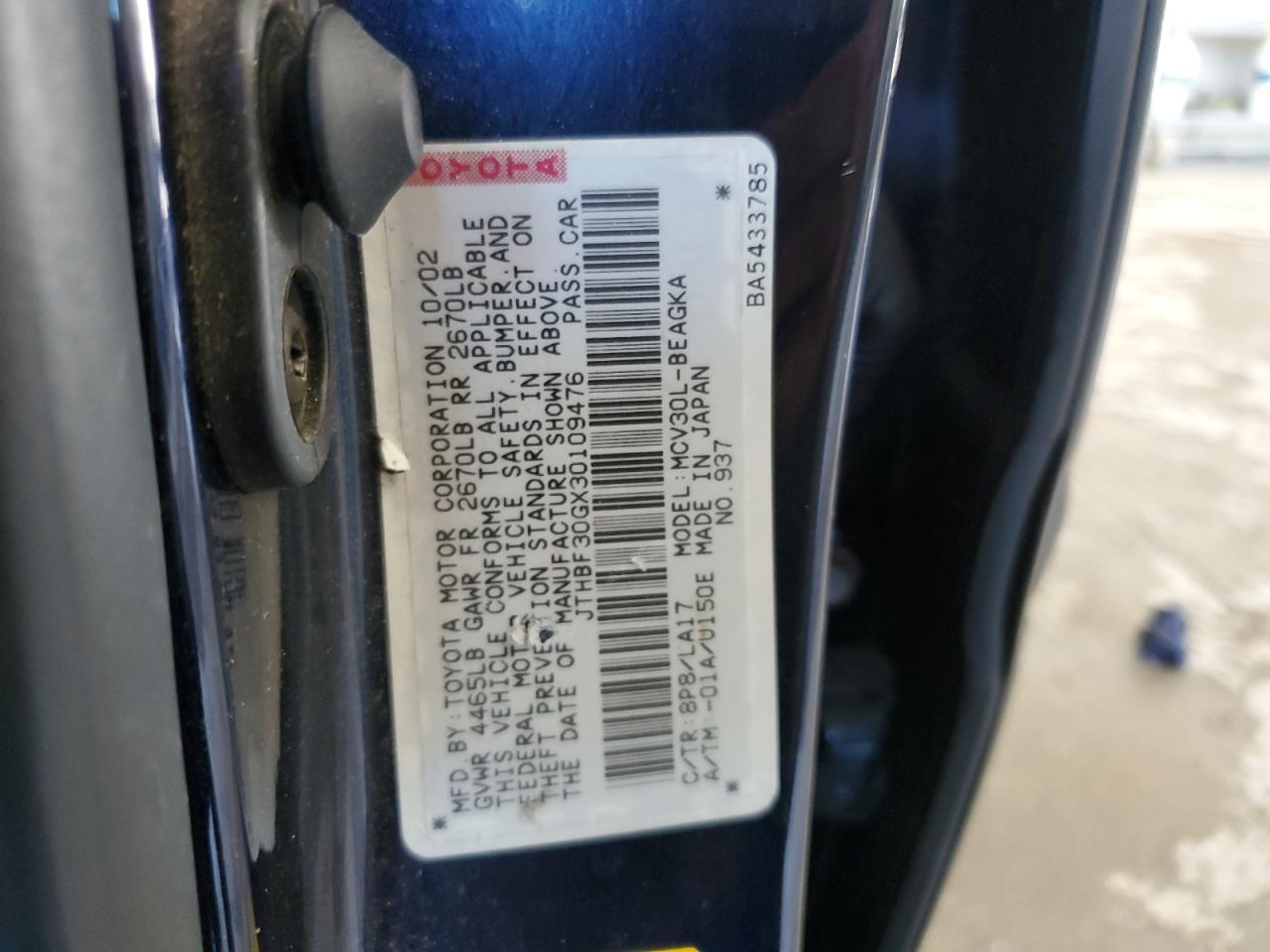 JTHBF30GX30109476 2003 Lexus Es 300