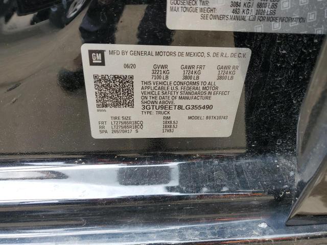 2020 GMC Sierra K1500 At4 VIN: 3GTU9EET8LG355490 Lot: 56282694