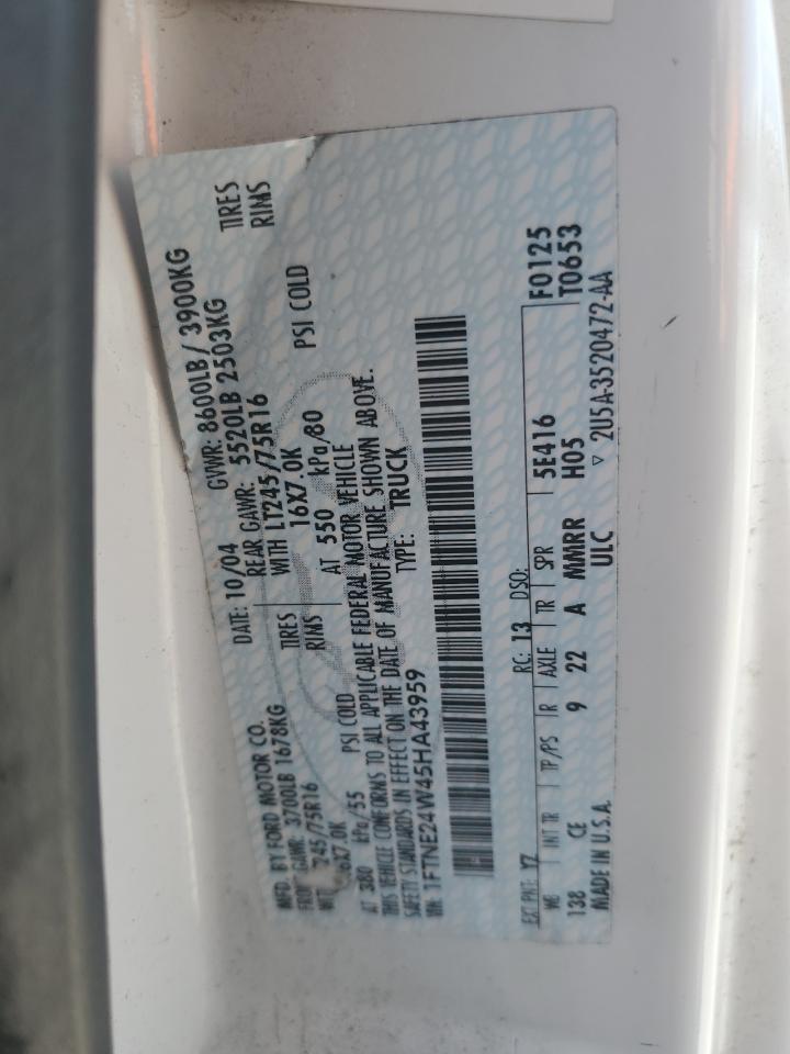 1FTNE24W45HA43959 2005 Ford Econoline E250 Van