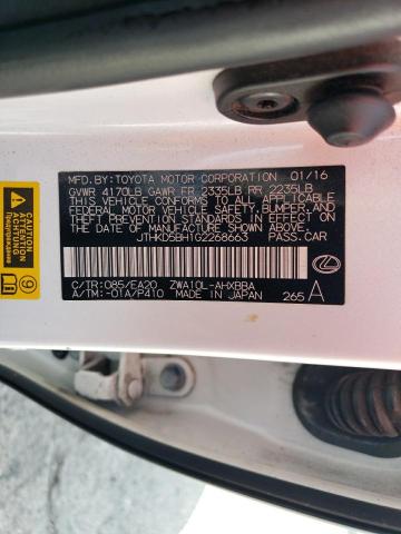 2016 LEXUS CT 200 - JTHKD5BH1G2268663