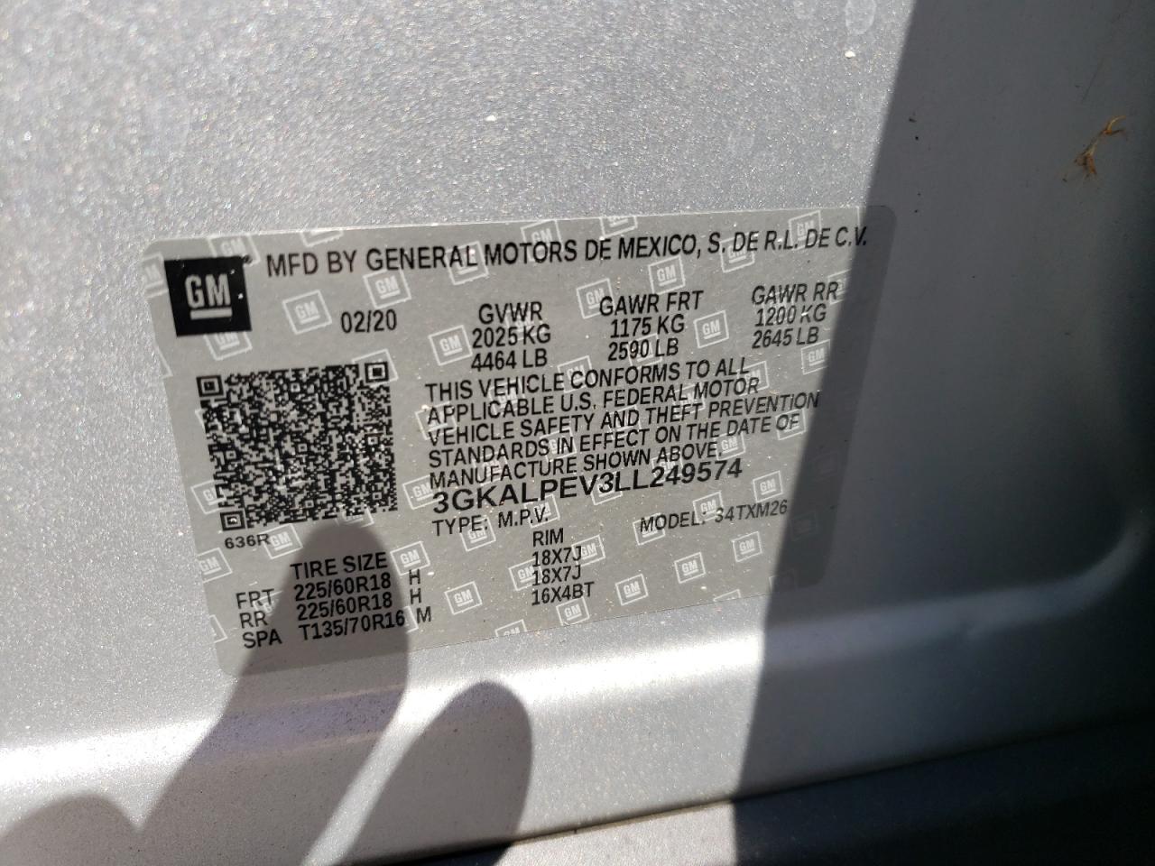 3GKALPEV3LL249574 2020 GMC Terrain Slt