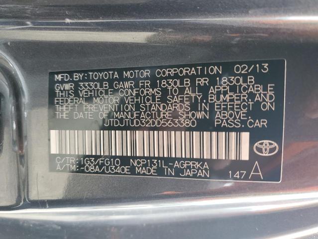 2013 Toyota Yaris VIN: JTDJTUD32DD563380 Lot: 58328994