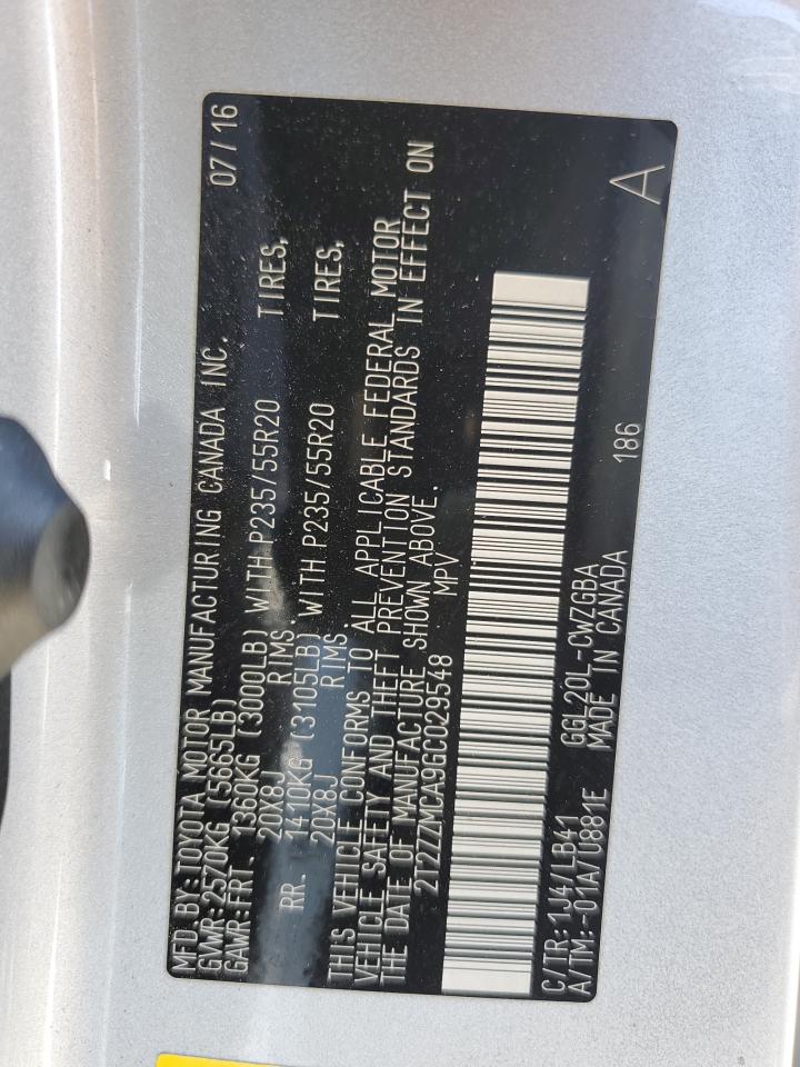 2T2ZZMCA9GC029548 2016 Lexus Rx 350