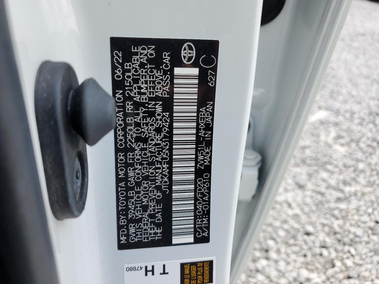 JTDKAMFU5N3179424 2022 Toyota Prius Night Shade