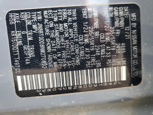 2022 Nissan Rogue Platinum VIN: JN8BT3DD8NW270892 Lot: 58226114