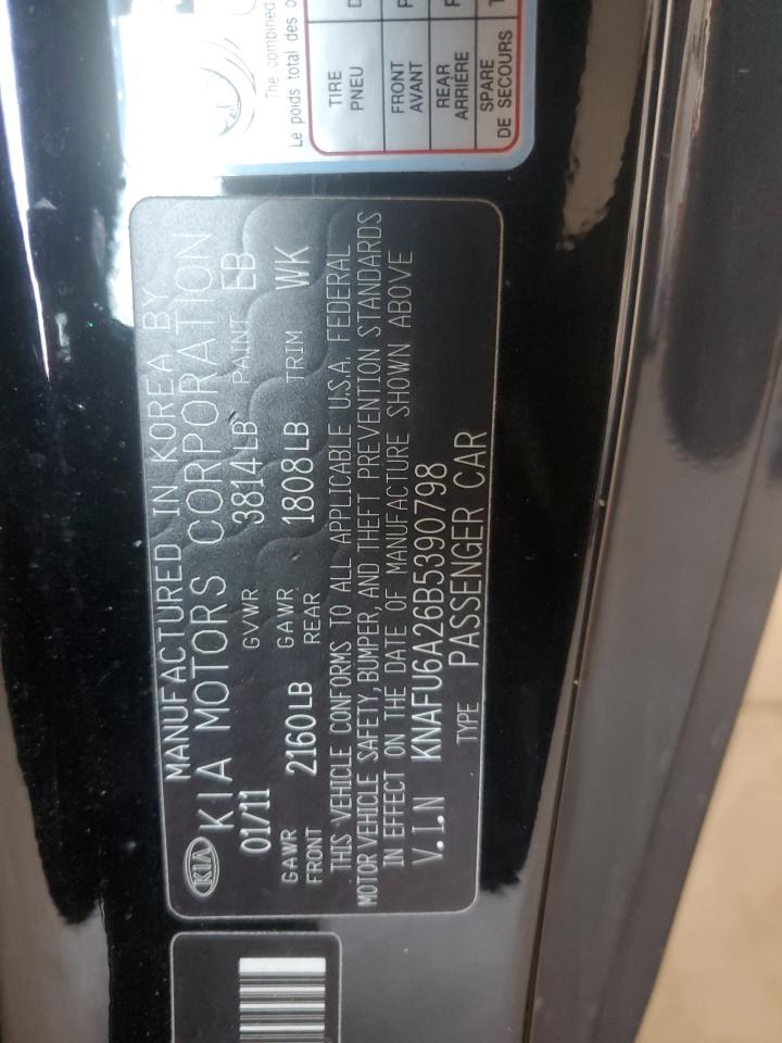 KNAFU6A26B5390798 2011 Kia Forte Ex