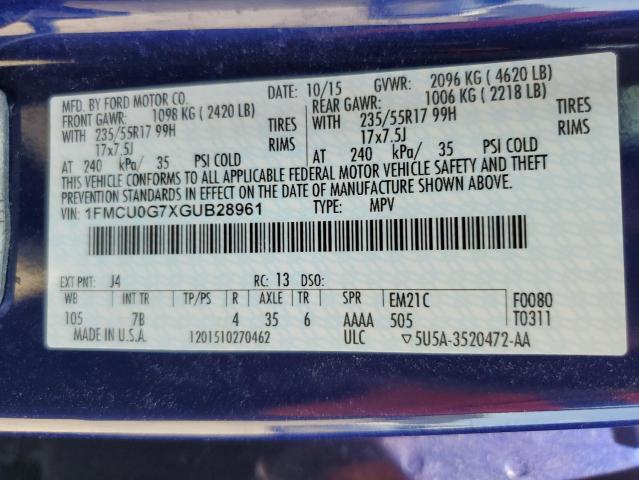 2016 FORD ESCAPE 4D - 1FMCU0G7XGUB28961