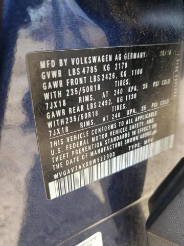 2011 Volkswagen Tiguan S VIN: WVGAV7AXXBW522303 Lot: 60141024