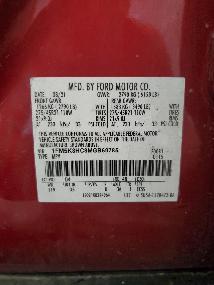 1FM5K8HC8MGB69785 2021 Ford Explorer Platinum