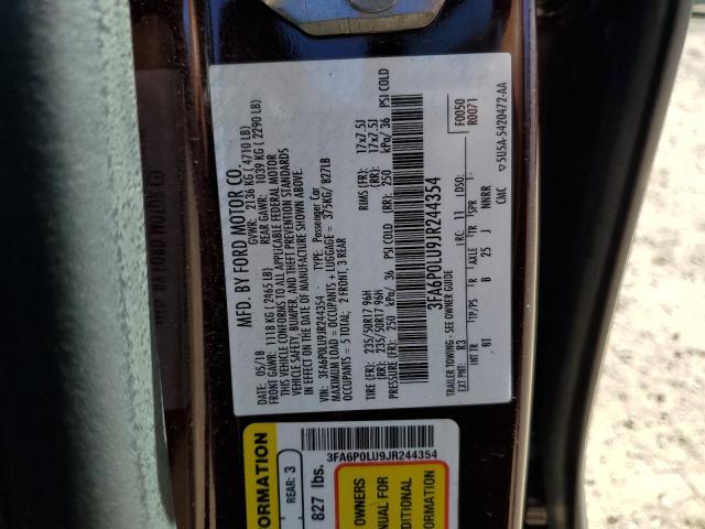 VIN 3FA6P0LU9JR244354 2018 Ford Fusion, Se Hybrid no.13