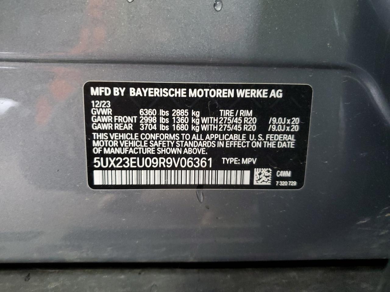 5UX23EU09R9V06361 2024 BMW X5 xDrive40I