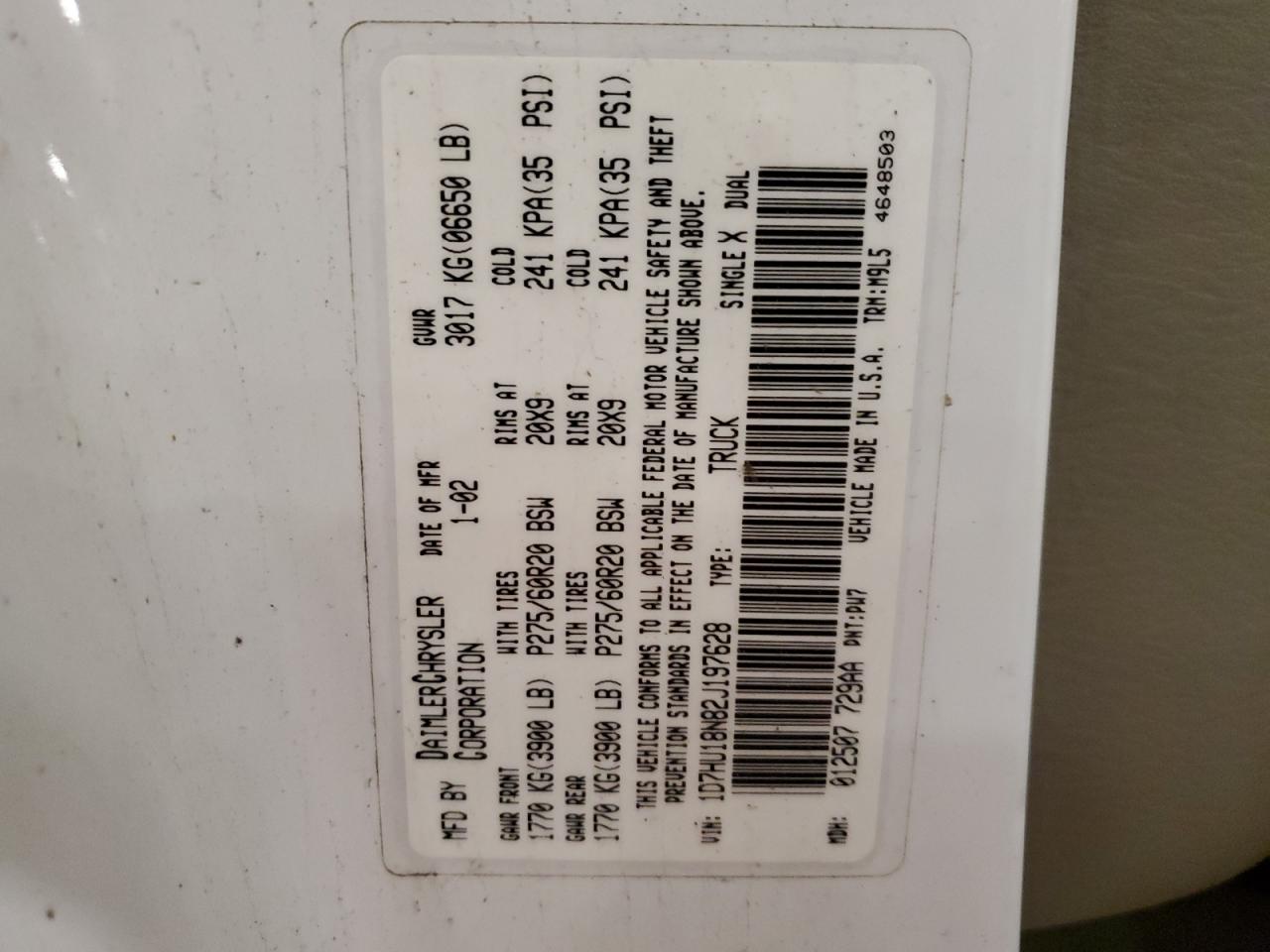 1D7HU18N82J197628 2002 Dodge Ram 1500