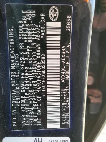 2016 Toyota Avalon Hybrid VIN: 4T1BD1EBXGU050593 Lot: 59821984