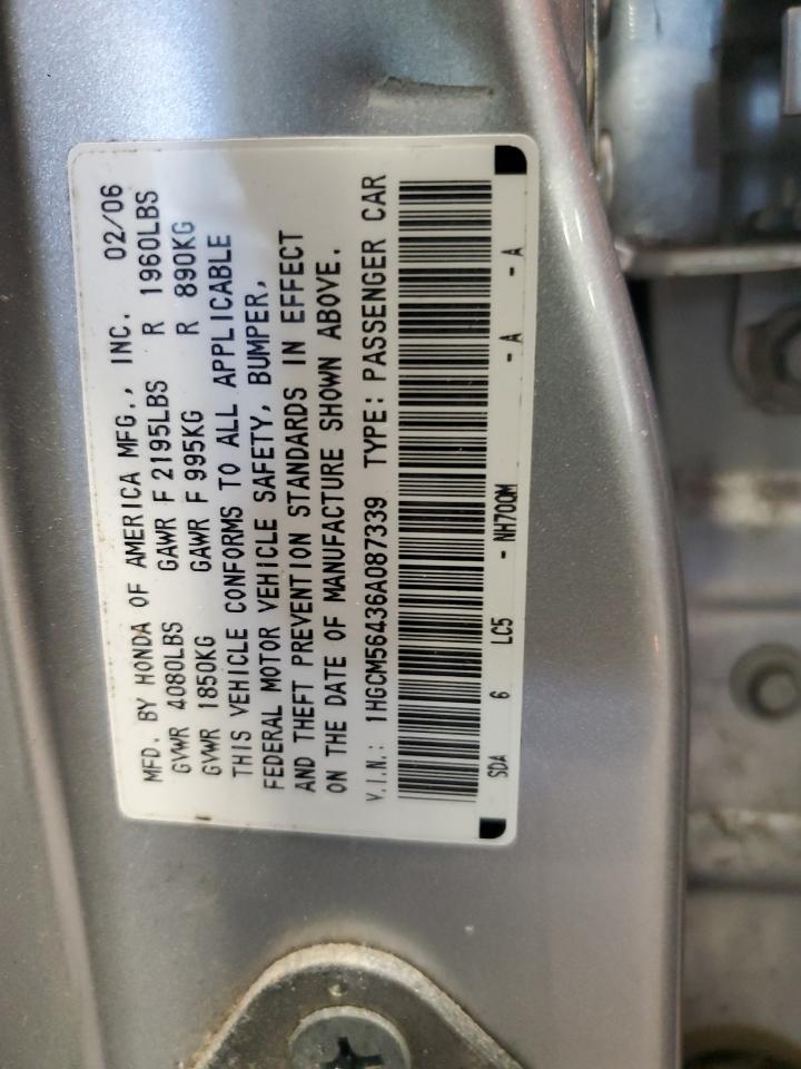 1HGCM56436A087339 2006 Honda Accord Lx