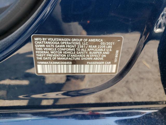 2021 VOLKSWAGEN PASSAT R-L 1VWMA7A38MC008459