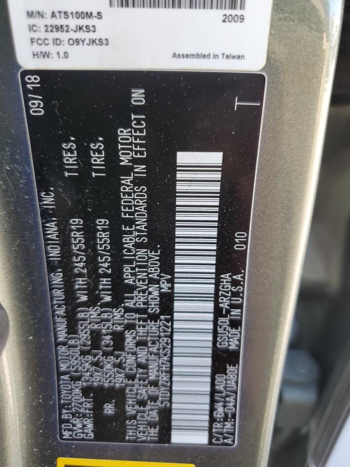 5TDYZRFH7KS291221 2019 Toyota Highlander Limited