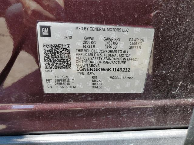 2019 Chevrolet Traverse Lt VIN: 1GNERGKW5KJ146212 Lot: 58104874