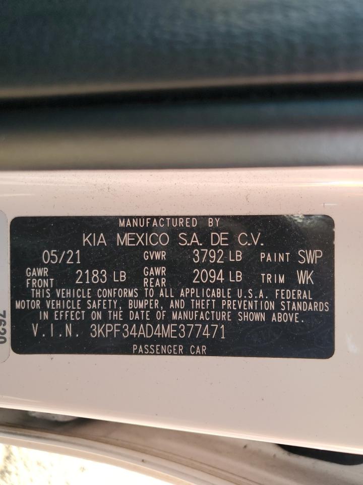 3KPF34AD4ME377471 2021 Kia Forte Gt Line