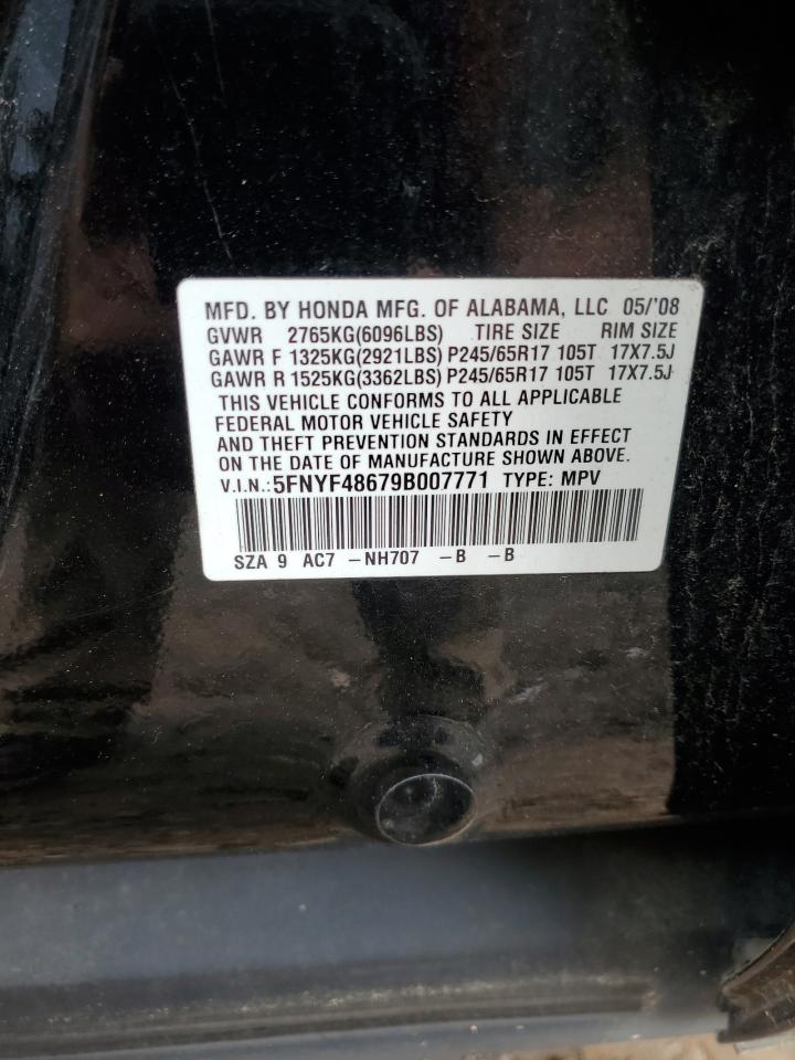 5FNYF48679B007771 2009 Honda Pilot Exl