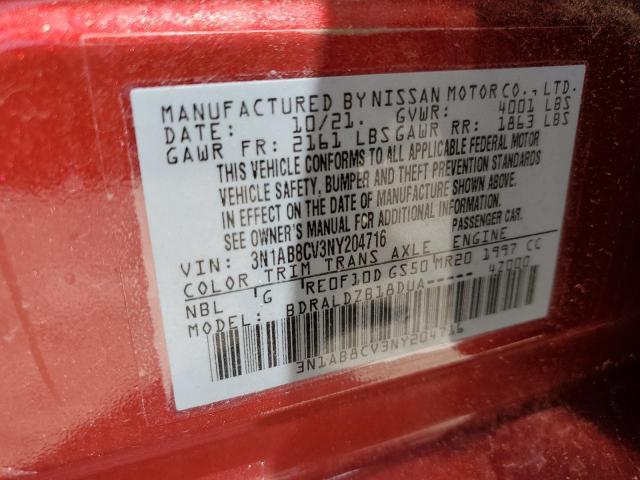 2022 Nissan Sentra Sv VIN: 3N1AB8CV3NY204716 Lot: 57860804