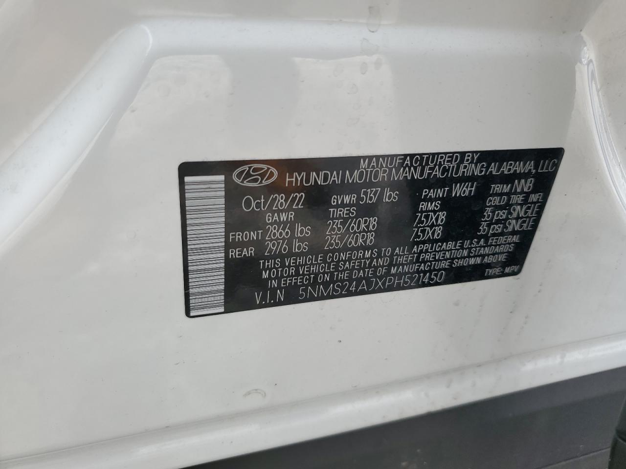 5NMS24AJXPH521450 2023 Hyundai Santa Fe Sel