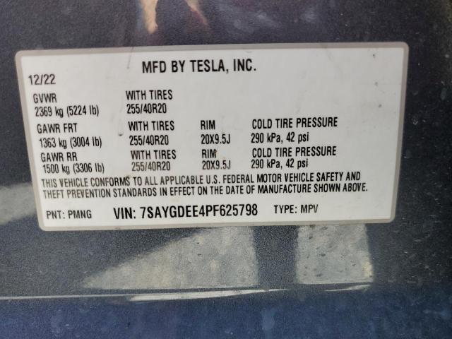 2023 Tesla Model Y VIN: 7SAYGDEE4PF625798 Lot: 57635594