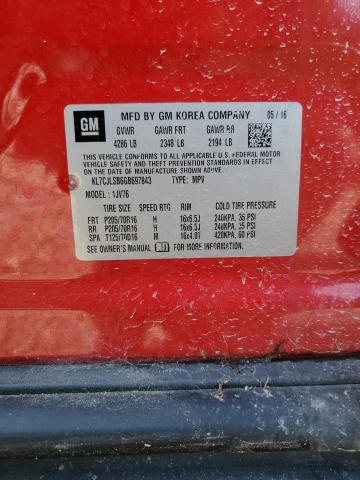 2016 Chevrolet Trax 1Lt VIN: KL7CJLSB6GB697843 Lot: 57104844