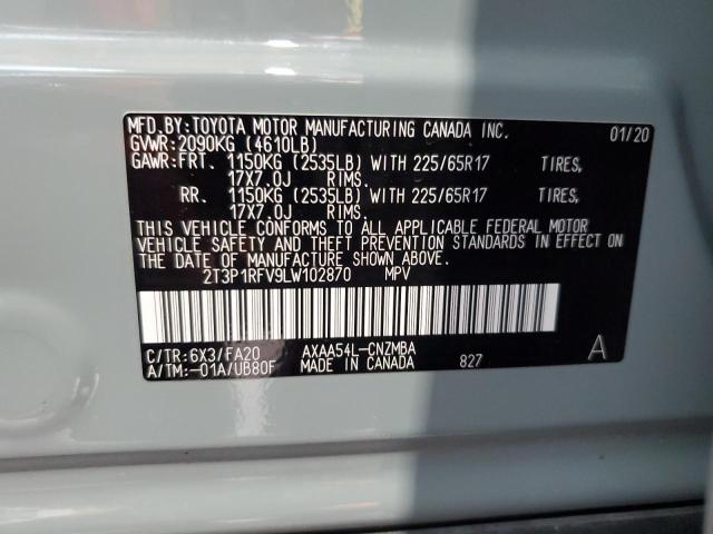 2020 Toyota Rav4 Xle VIN: 2T3P1RFV9LW102870 Lot: 60258464