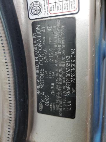 2006 Kia Spectra Lx VIN: KNAFE121065285153 Lot: 57420454