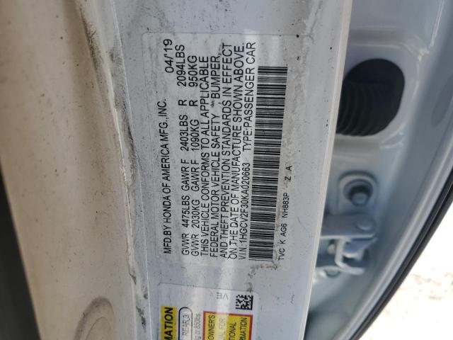 1HGCV2F30KA020663 2019 HONDA ACCORD - Image 12