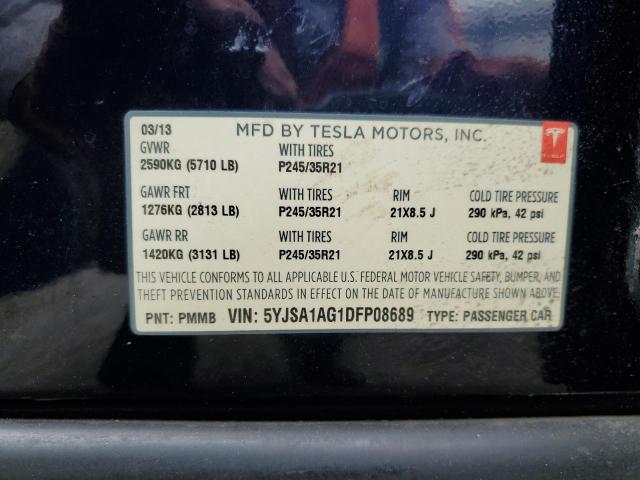 2013 Tesla Model S VIN: 5YJSA1AG1DFP08689 Lot: 58098414