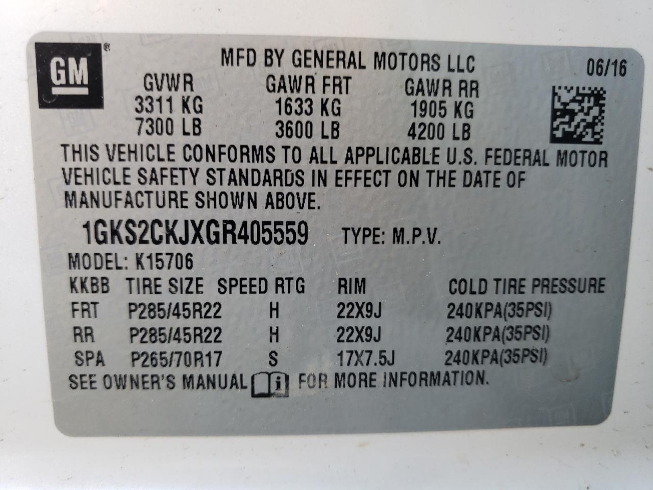 1GKS2CKJXGR405559 2016 GMC Yukon Denali