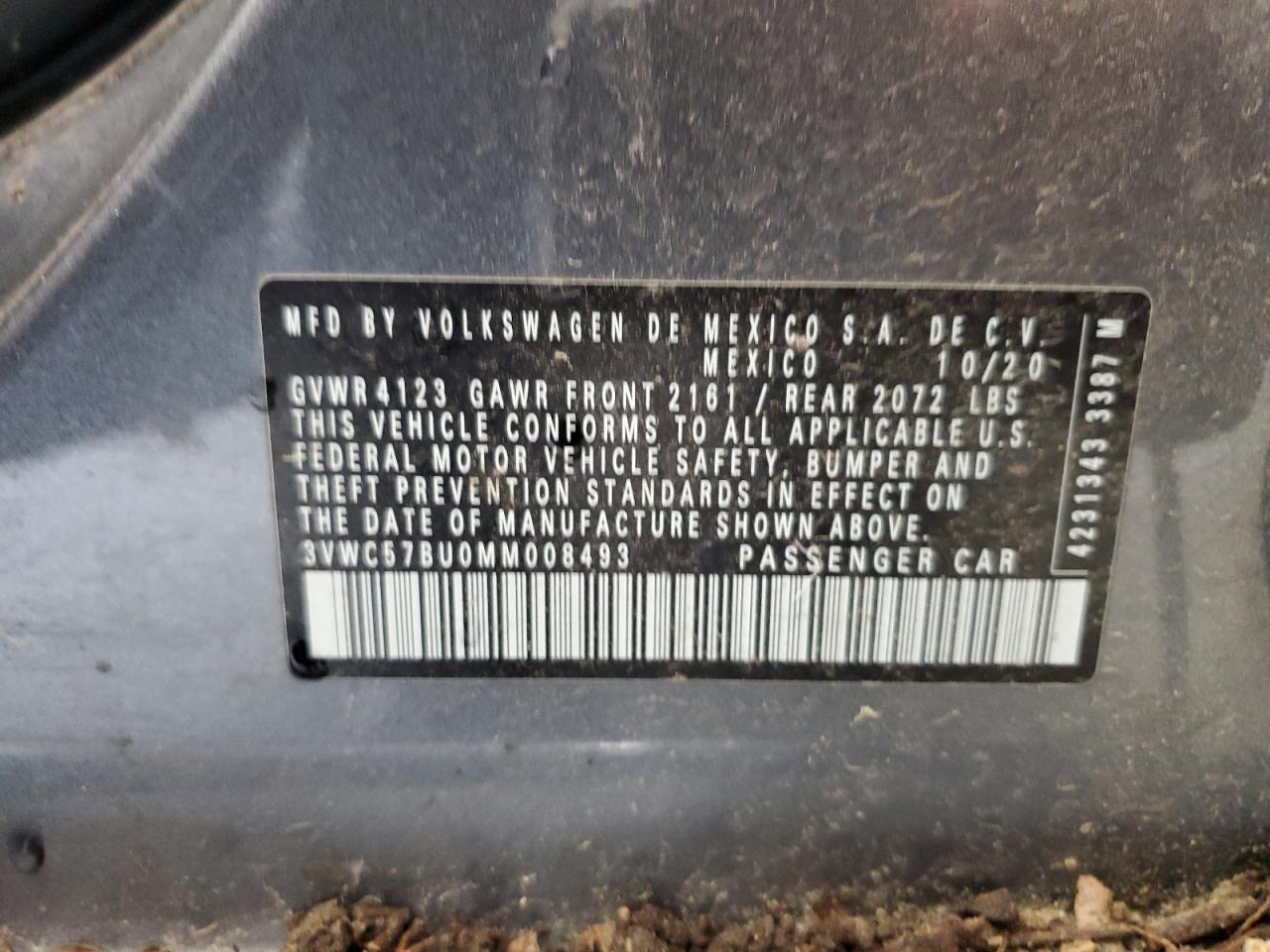 3VWC57BU0MM008493 2021 Volkswagen Jetta S