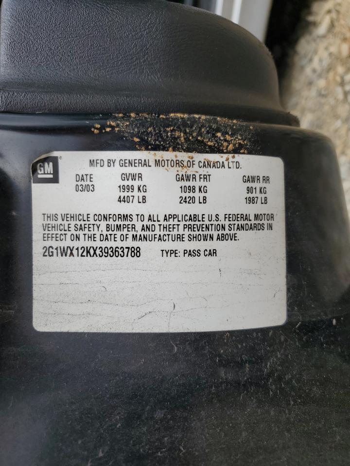 2G1WX12KX39363788 2003 Chevrolet Monte Carlo Ss