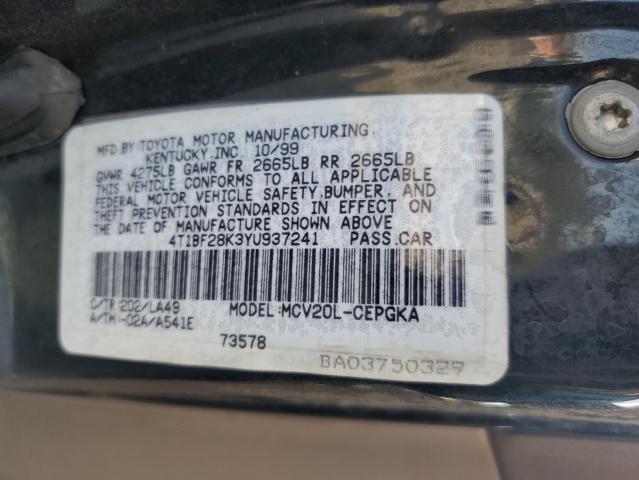 2000 Toyota Camry Le VIN: 4T1BF28K3YU937241 Lot: 57050734