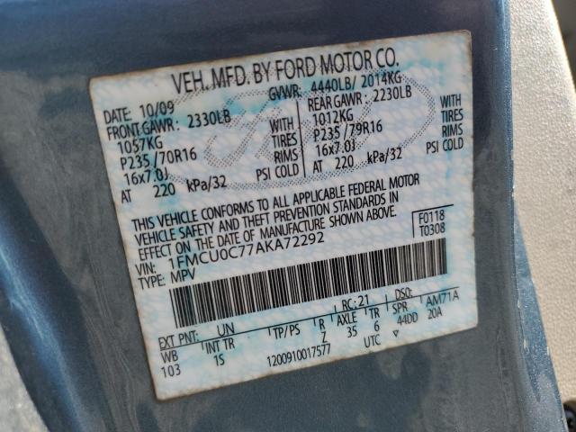 2010 Ford Escape Xls VIN: 1FMCU0C77AKA72292 Lot: 58638244