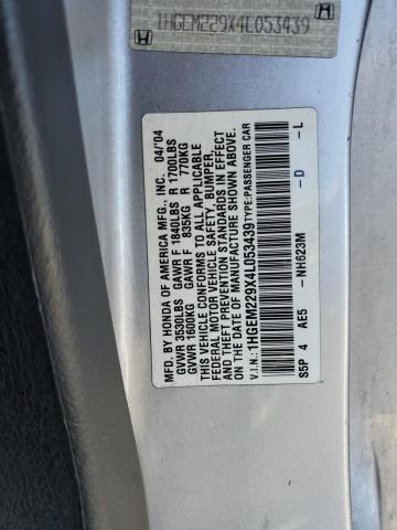 2004 Honda Civic Ex VIN: 1HGEM229X4L053439 Lot: 60678944