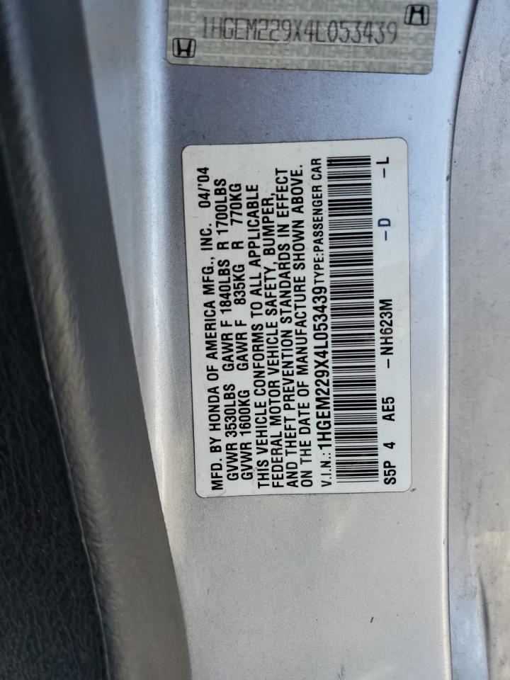 1HGEM229X4L053439 2004 Honda Civic Ex