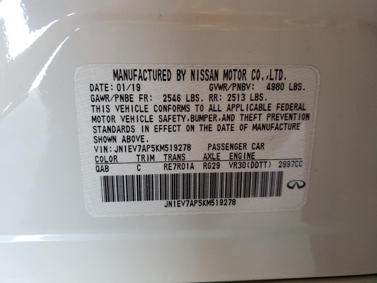 JN1EV7AP5KM519278 2019 Infiniti Q50 Luxe