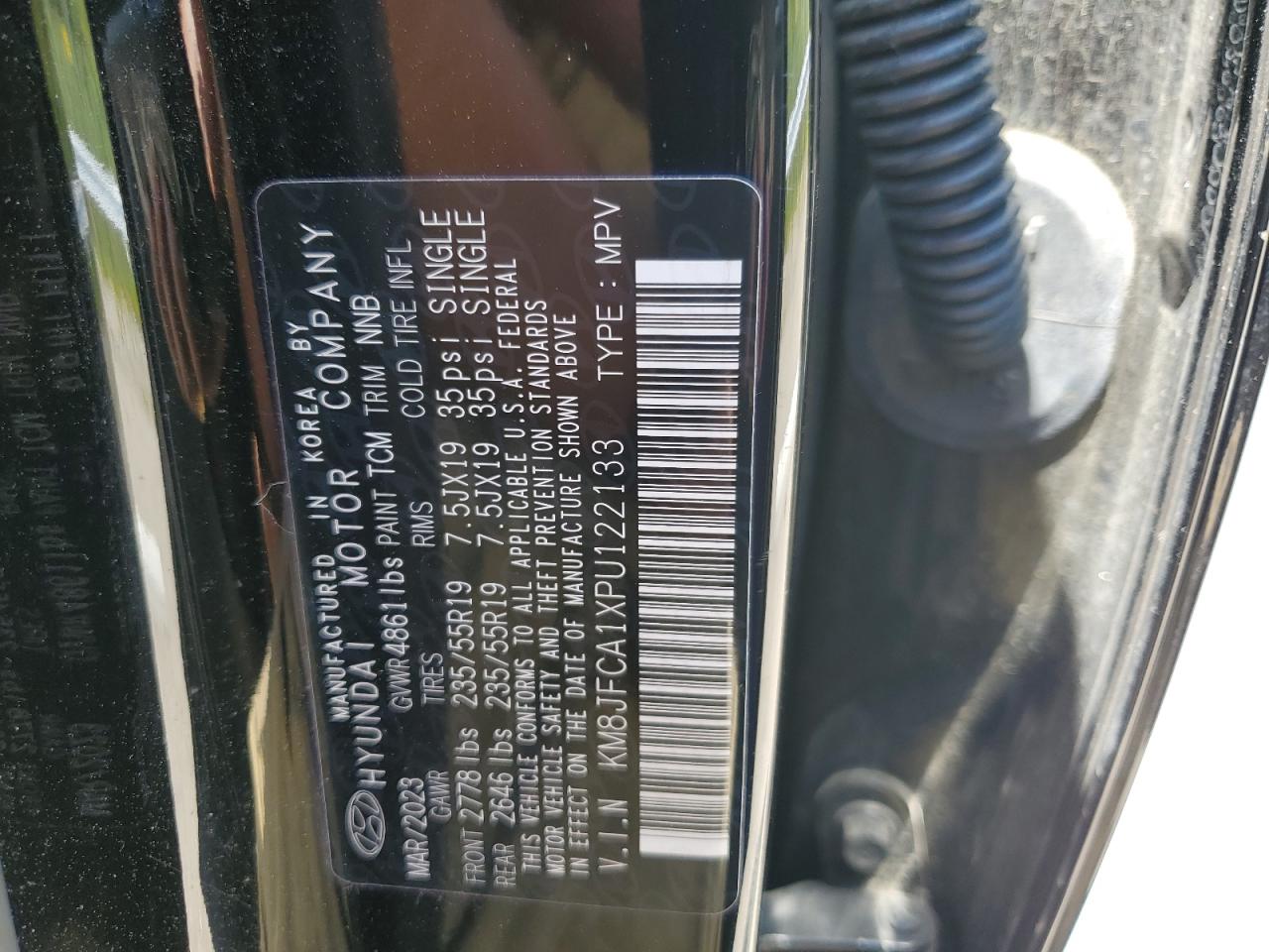 KM8JFCA1XPU122133 2023 Hyundai Tucson Sel Convenience