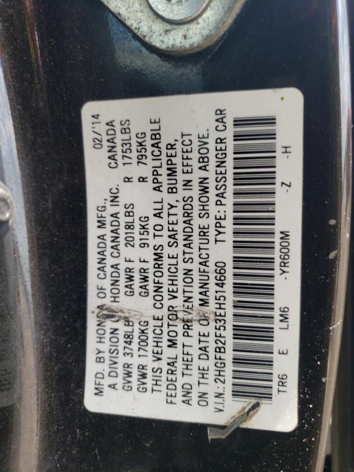 2HGFB2F53EH514660 2014 Honda Civic Lx