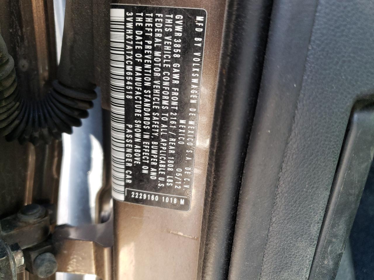 3VWHX7ATXCM654518 2012 Volkswagen Beetle