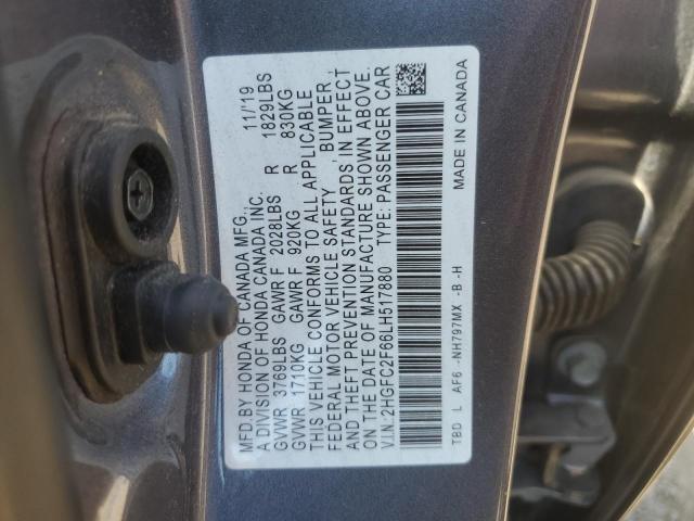 2020 Honda Civic Lx VIN: 2HGFC2F66LH517880 Lot: 59068034