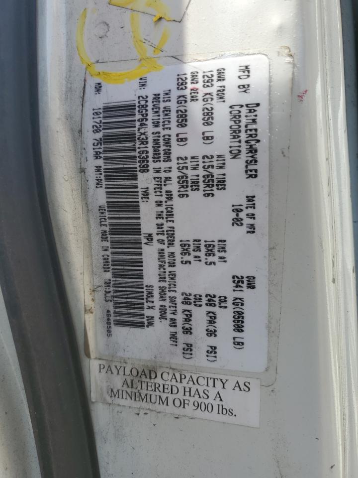 2C8GP64LX3R163698 2003 Chrysler Town & Country Limited